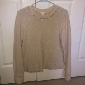 H&M cream sweater with rhinestone detail